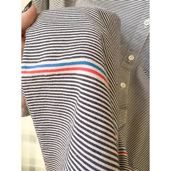 J. CREW Women's Black/White Stripe Half Button Popover Boyfriend Shirt sz 0 - Picture 4 of 10